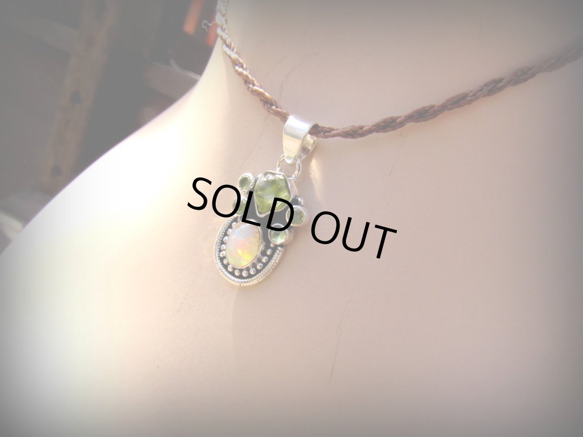 画像14: 1点物★エチオピア産オパール&ペリドット原石★スターリングシルバー★シルバー925★ペンダントトップ★パワーストーン (14)