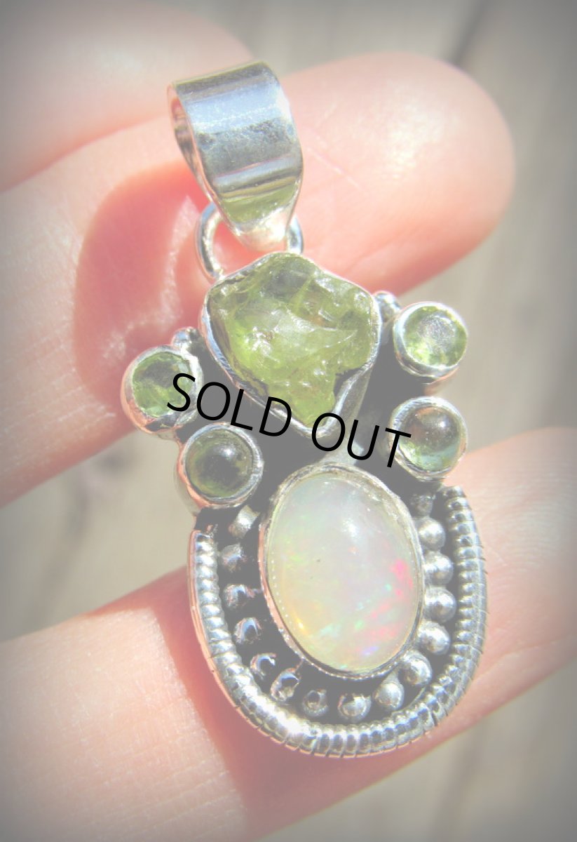 画像4: 1点物★エチオピア産オパール&ペリドット原石★スターリングシルバー★シルバー925★ペンダントトップ★パワーストーン (4)