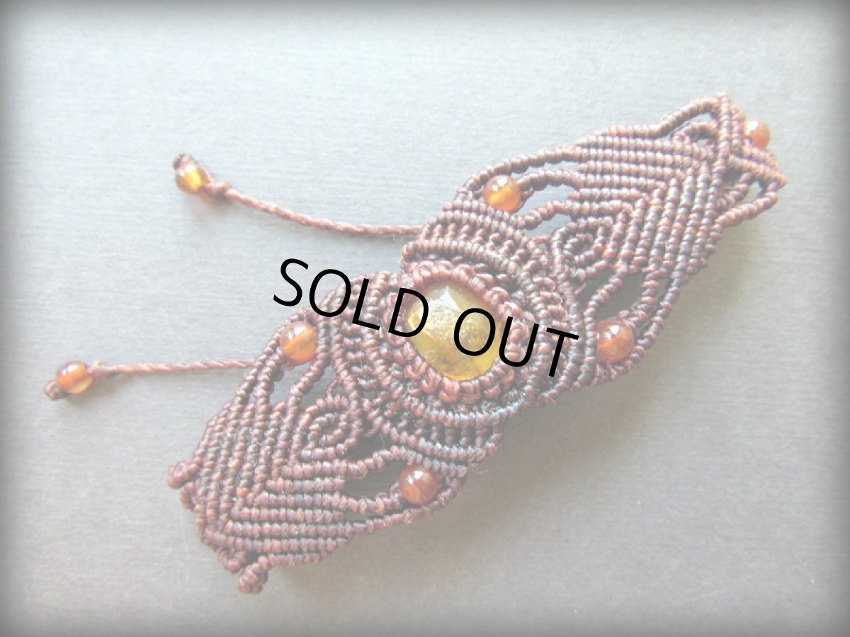 画像10: 【病の回避・健康・長寿のお守り】バルト海産アンバー 天然コハク原石＆カーネリアン★ブレスレット/バングル★琥珀コハク★マクラメ★トライバル★パワーストーン★コハク (10)