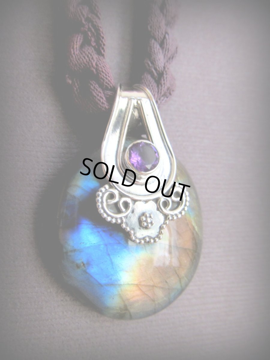 画像10: 1点物ペンダント★極上スペクトロライト（フィンランド産）＋アメジスト★ラブラドライト★シルバー925★スターリングシルバージュエリー (10)