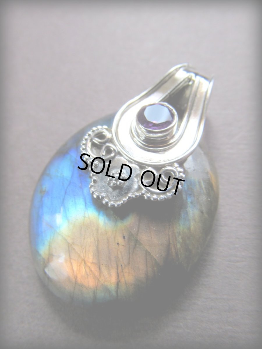 画像11: 1点物ペンダント★極上スペクトロライト（フィンランド産）＋アメジスト★ラブラドライト★シルバー925★スターリングシルバージュエリー (11)