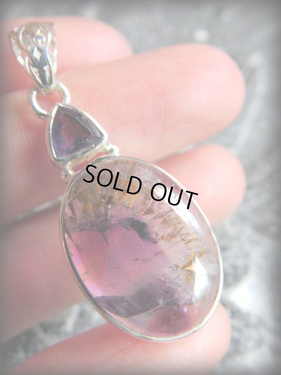 画像3: 1点物★上質スーパーセブン/セイクリッドセブン（カコクセナイトinアメジスト）＆きらきらアメジスト★ペンダントトップ★スターリングシルバー★シルバー925 (3)