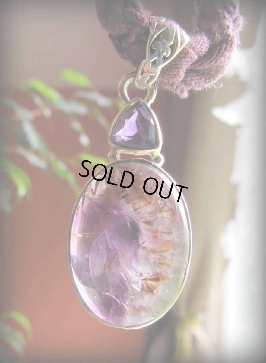 画像9: 1点物★上質スーパーセブン/セイクリッドセブン（カコクセナイトinアメジスト）＆きらきらアメジスト★ペンダントトップ★スターリングシルバー★シルバー925 (9)