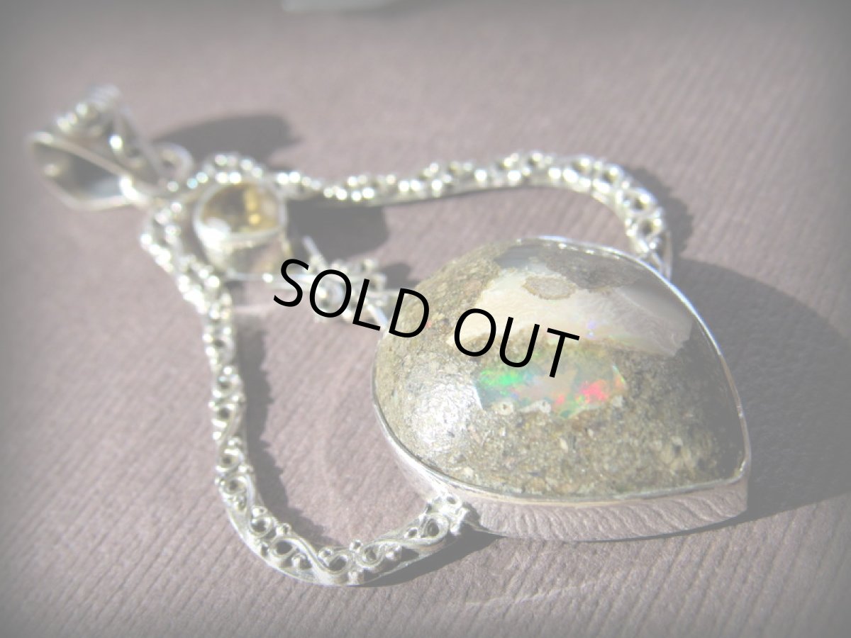 画像4: 1点物★母岩付きエチオピア産オパール&シトリン★シルバー925★ペンダントトップ★スターリングシルバー (4)