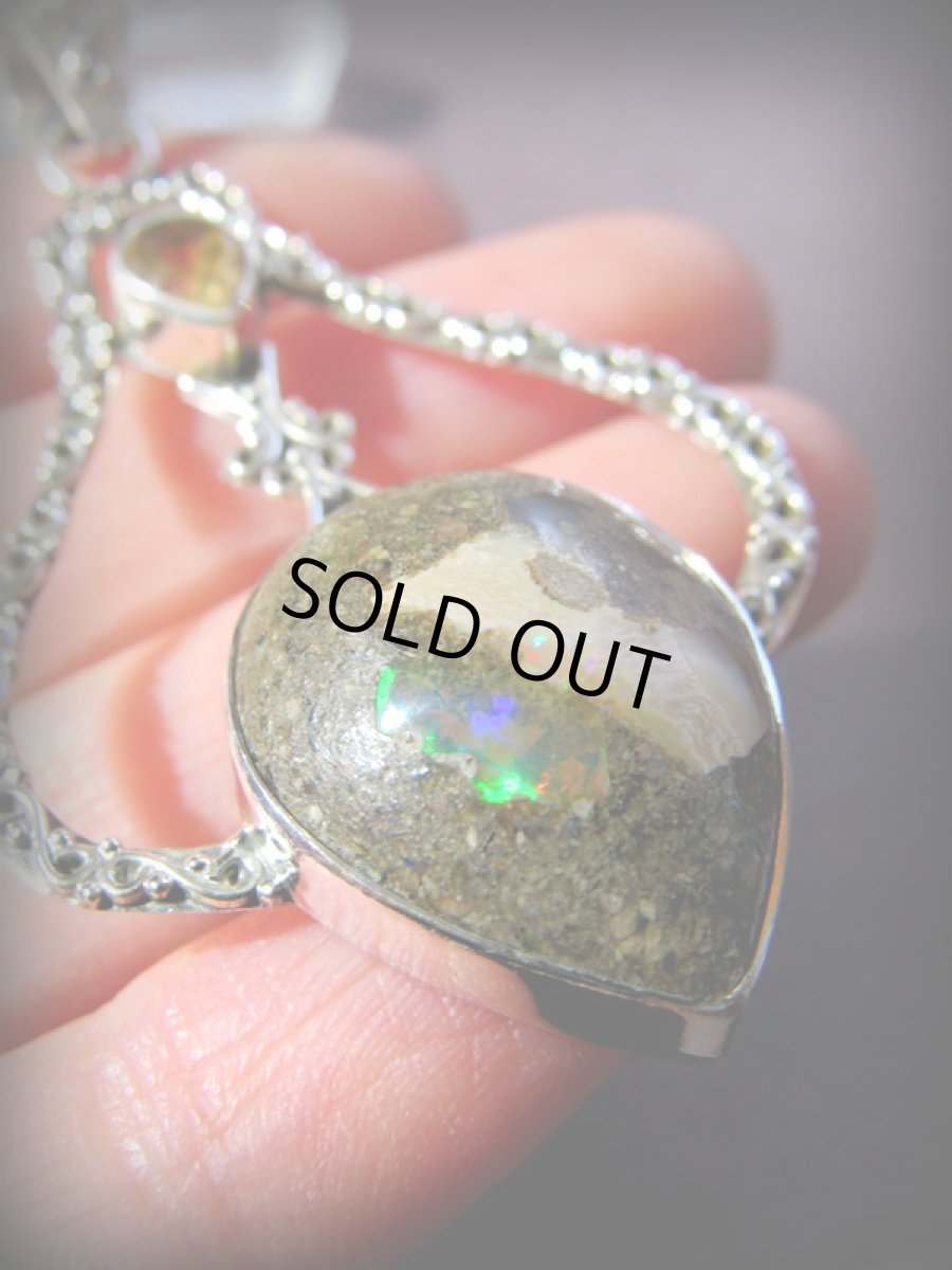 画像5: 1点物★母岩付きエチオピア産オパール&シトリン★シルバー925★ペンダントトップ★スターリングシルバー (5)