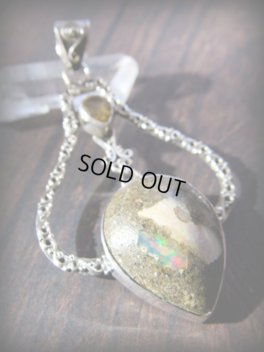 画像9: 1点物★母岩付きエチオピア産オパール&シトリン★シルバー925★ペンダントトップ★スターリングシルバー (9)