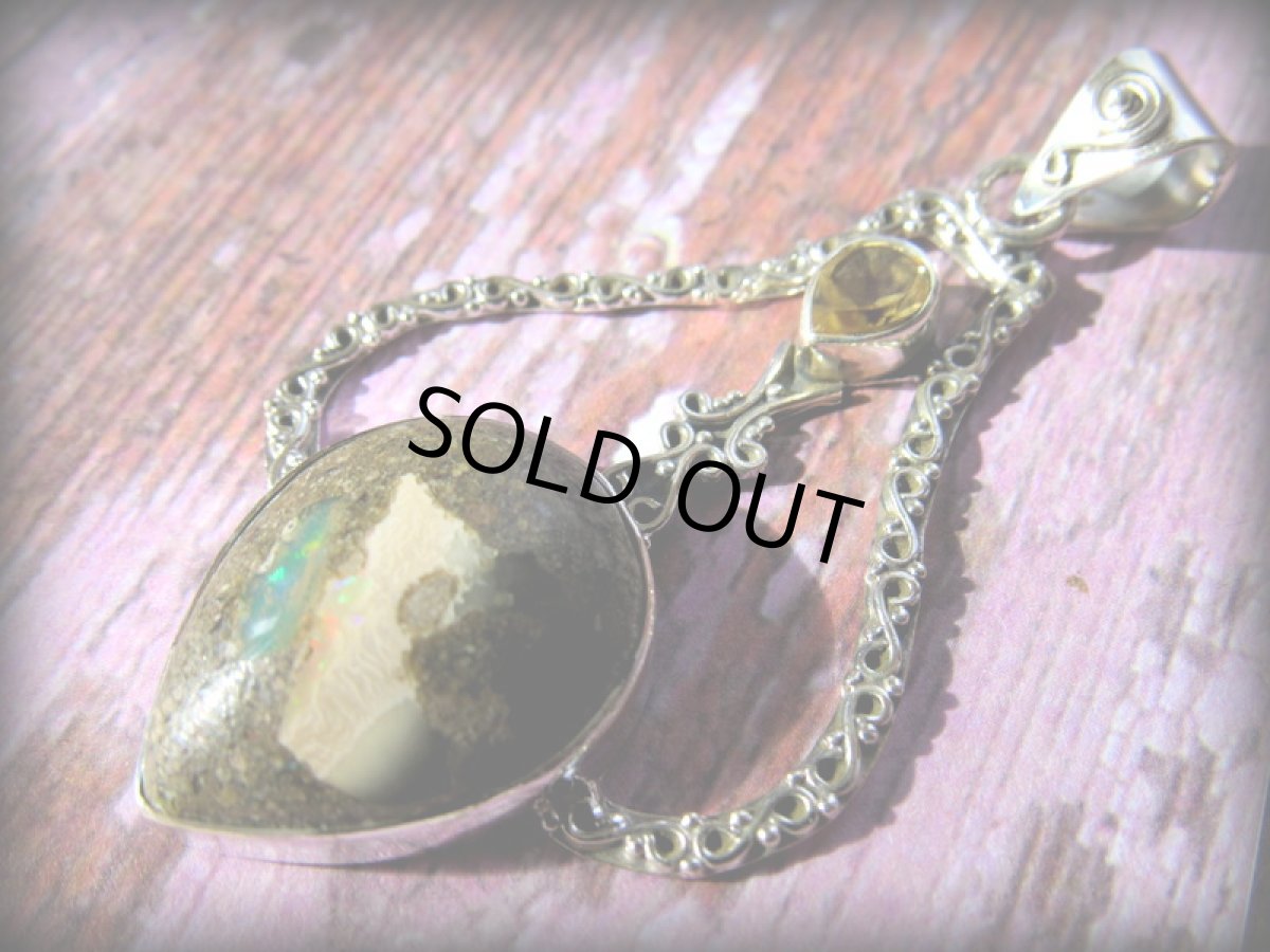 画像3: 1点物★母岩付きエチオピア産オパール&シトリン★シルバー925★ペンダントトップ★スターリングシルバー (3)