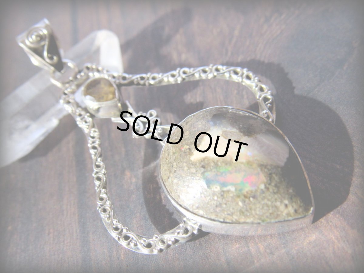 画像6: 1点物★母岩付きエチオピア産オパール&シトリン★シルバー925★ペンダントトップ★スターリングシルバー (6)