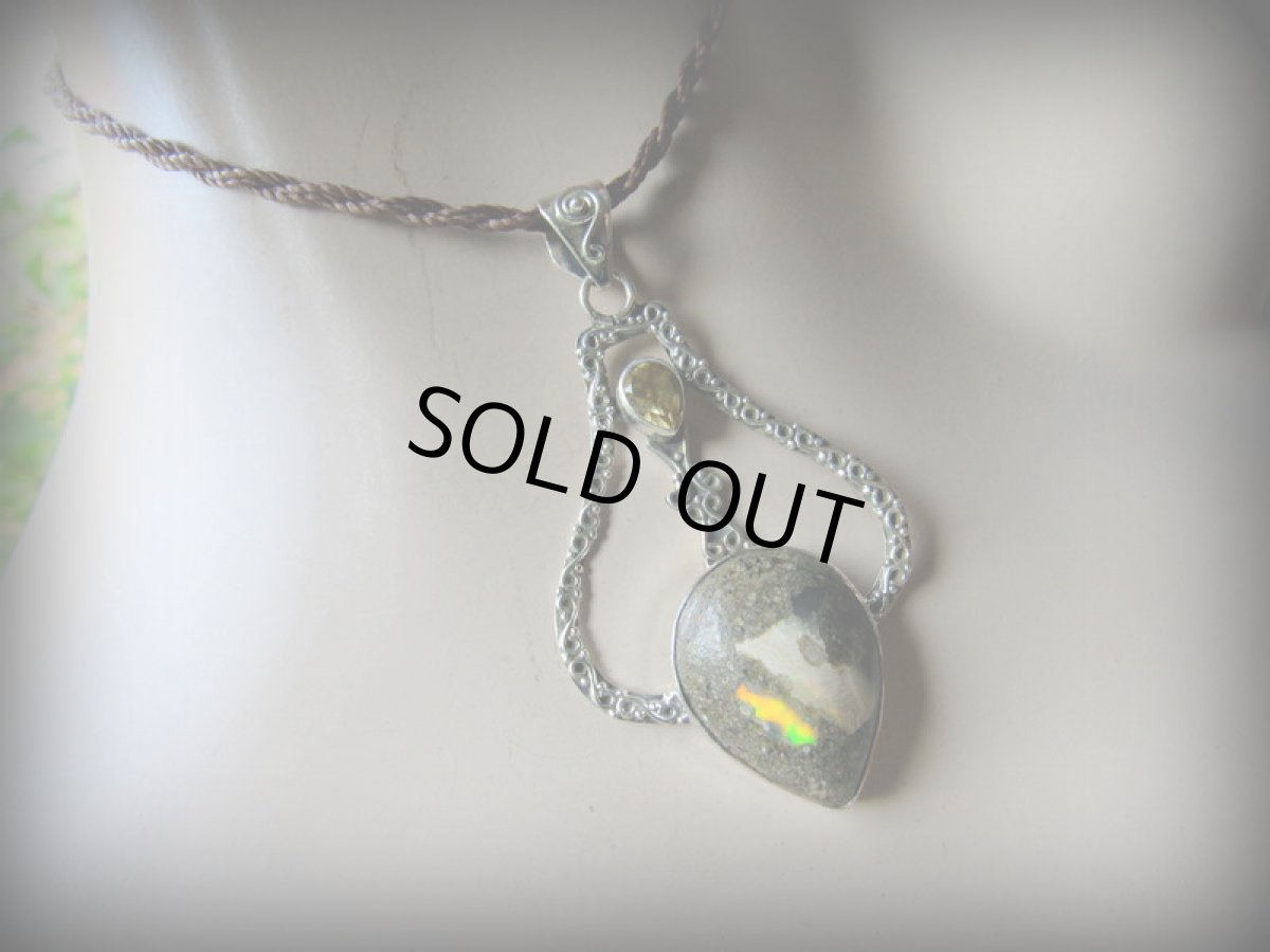 画像7: 1点物★母岩付きエチオピア産オパール&シトリン★シルバー925★ペンダントトップ★スターリングシルバー (7)