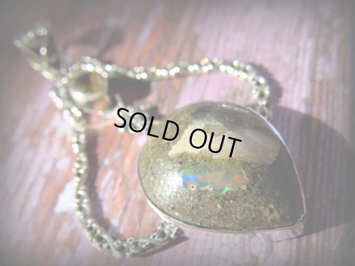 画像2: 1点物★母岩付きエチオピア産オパール&シトリン★シルバー925★ペンダントトップ★スターリングシルバー (2)