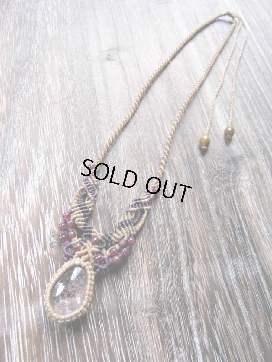 画像11: 1点物★上質ガーデンクォーツ（ブラジル産）&ガーネット★ネックレス★庭園水晶★マクラメ★天然石パワーストーン (11)