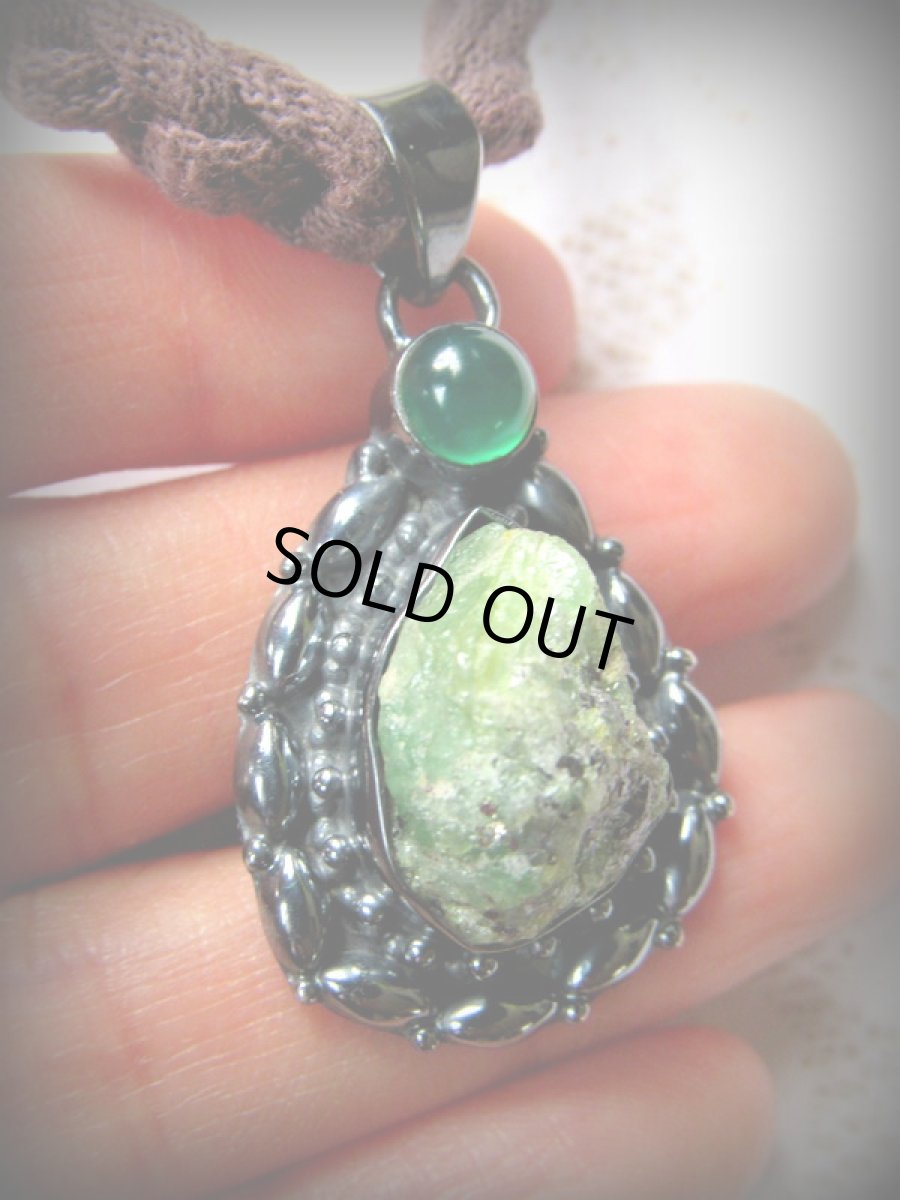 画像3: 1点物★アフリカングリーンオパール原石★シルバー925★ペンダントトップ★スターリングシルバー (3)