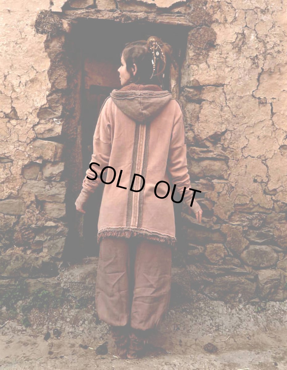 画像4: 再入荷★ハンドメイド♪地球に優しい草木染め（白檀染め）オーガニックヘンプコットンフリース フーディー/パーカー/フード付きプルオーバー/アウター＊トライバル・エスニック・ジプシー (4)