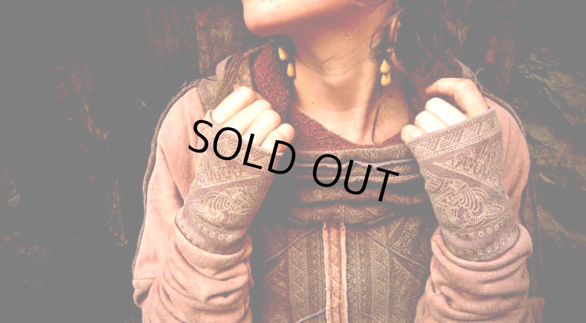 画像8: 再入荷★ハンドメイド♪地球に優しい草木染め（白檀染め）オーガニックヘンプコットンフリース フーディー/パーカー/フード付きプルオーバー/アウター＊トライバル・エスニック・ジプシー (8)