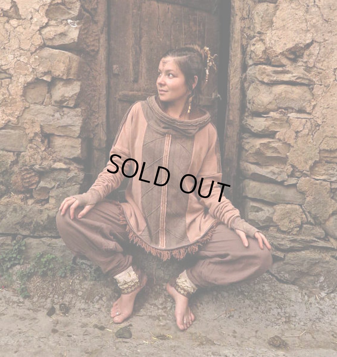 画像5: 再入荷★ハンドメイド♪地球に優しい草木染め（白檀染め）オーガニックヘンプコットンフリース フーディー/パーカー/フード付きプルオーバー/アウター＊トライバル・エスニック・ジプシー (5)