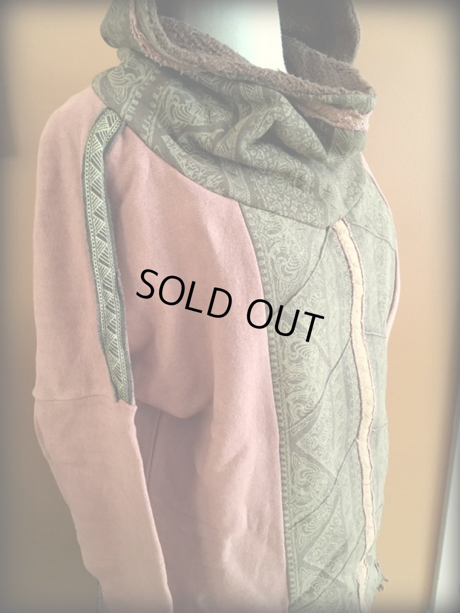 画像10: 再入荷★ハンドメイド♪地球に優しい草木染め（白檀染め）オーガニックヘンプコットンフリース フーディー/パーカー/フード付きプルオーバー/アウター＊トライバル・エスニック・ジプシー (10)