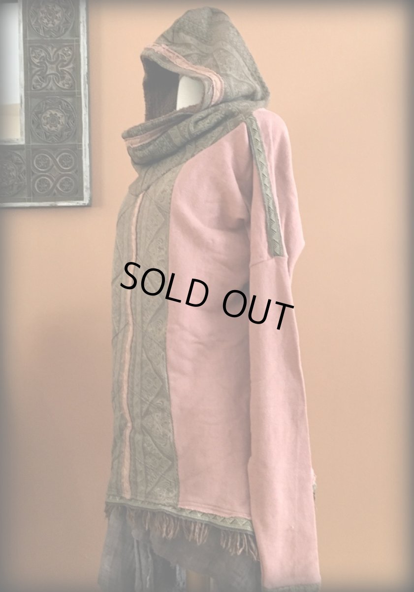 画像12: 再入荷★ハンドメイド♪地球に優しい草木染め（白檀染め）オーガニックヘンプコットンフリース フーディー/パーカー/フード付きプルオーバー/アウター＊トライバル・エスニック・ジプシー (12)