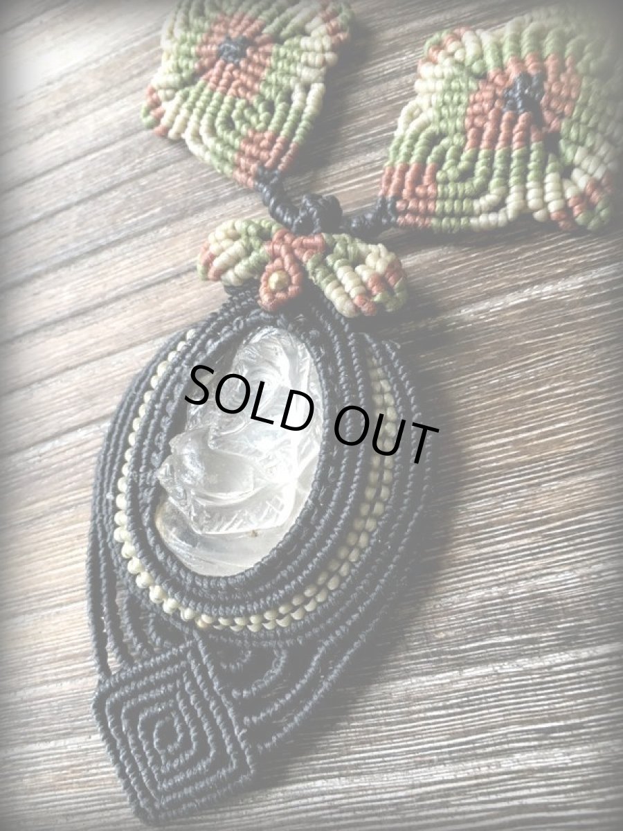 画像5: １点物　手彫りガネーシャ（ガナパティ）神像ヒマラヤ水晶お守りネックレス*マクラメ天然石パワーストーンアクセサリー (5)