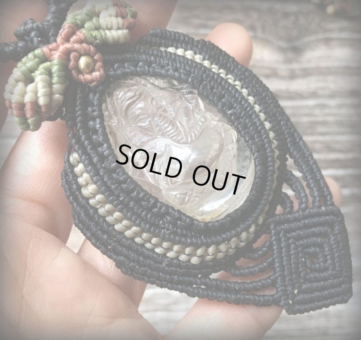 画像2: １点物　手彫りガネーシャ（ガナパティ）神像ヒマラヤ水晶お守りネックレス*マクラメ天然石パワーストーンアクセサリー (2)