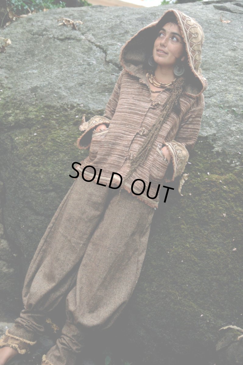 画像6: 身体に優しいあったか手織りウールのアステカ文様刺繍ハンドメイドアラジンパンツ (6)