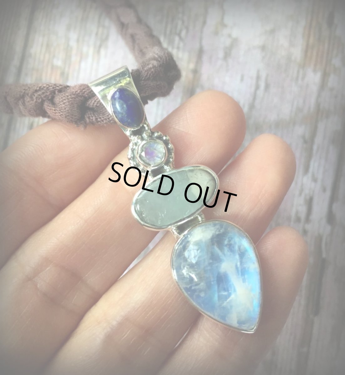 画像10: 1点物★ムーンストーン&アクアマリン＆ラピスラズリ★ペンダントトップ★シルバー925★パワーストーン (10)