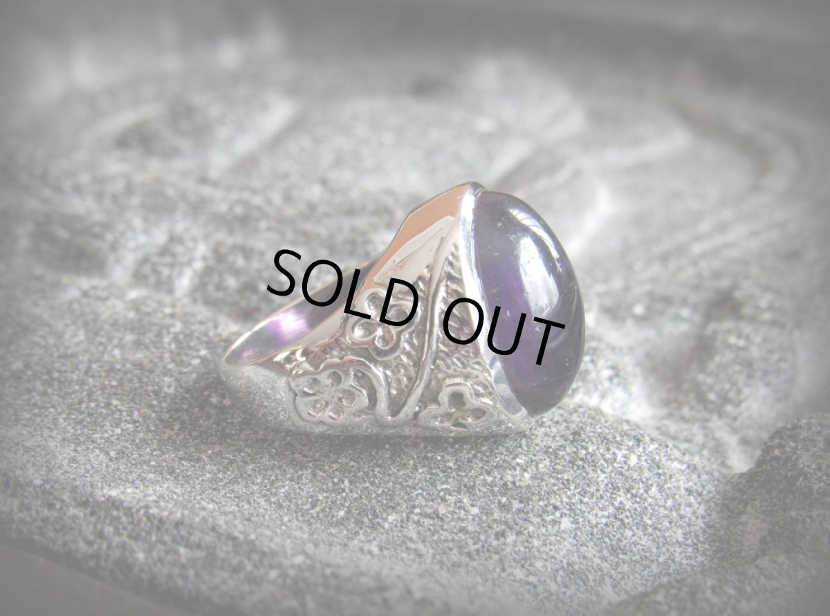 画像2: 1点物 大ぶり上質アメジスト リング／指輪ビンテージ　アンティーク　デザイン ★14号★オーバルカボション　スターリングシルバー★シルバー925 (2)