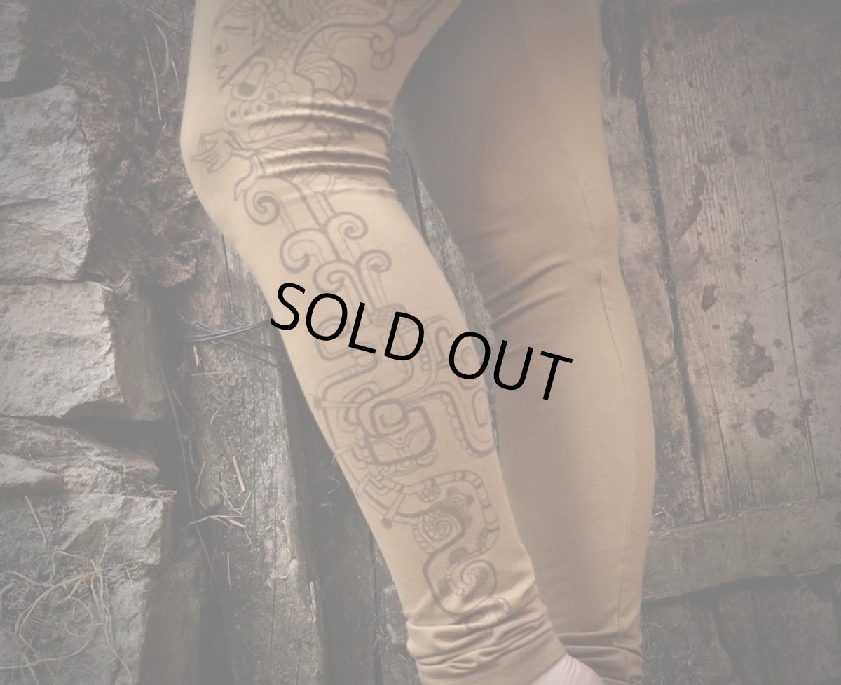 画像3: 再入荷♪ヨガ・ダンスにもお勧め★マヤ紋様　オーガニックコットンライクラ トライバル レギンス*エスニック フェス ネイティブ (3)