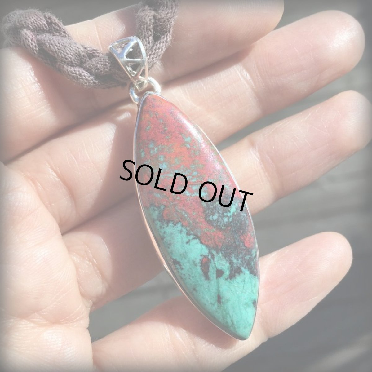 画像4: 1点物★大ぶり高品質メキシコ産ソノラサンライズ・キュープライトクリソコラ　シルバー925ペンダントトップ★スターリングシルバー★クリソコーラ★ネイティブアメリカン (4)