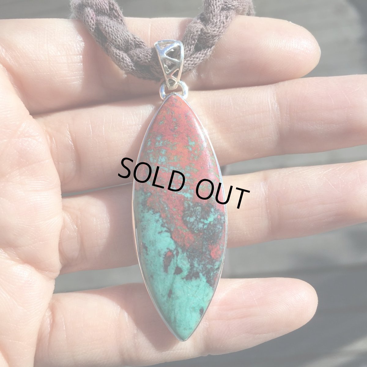 画像3: 1点物★大ぶり高品質メキシコ産ソノラサンライズ・キュープライトクリソコラ　シルバー925ペンダントトップ★スターリングシルバー★クリソコーラ★ネイティブアメリカン (3)