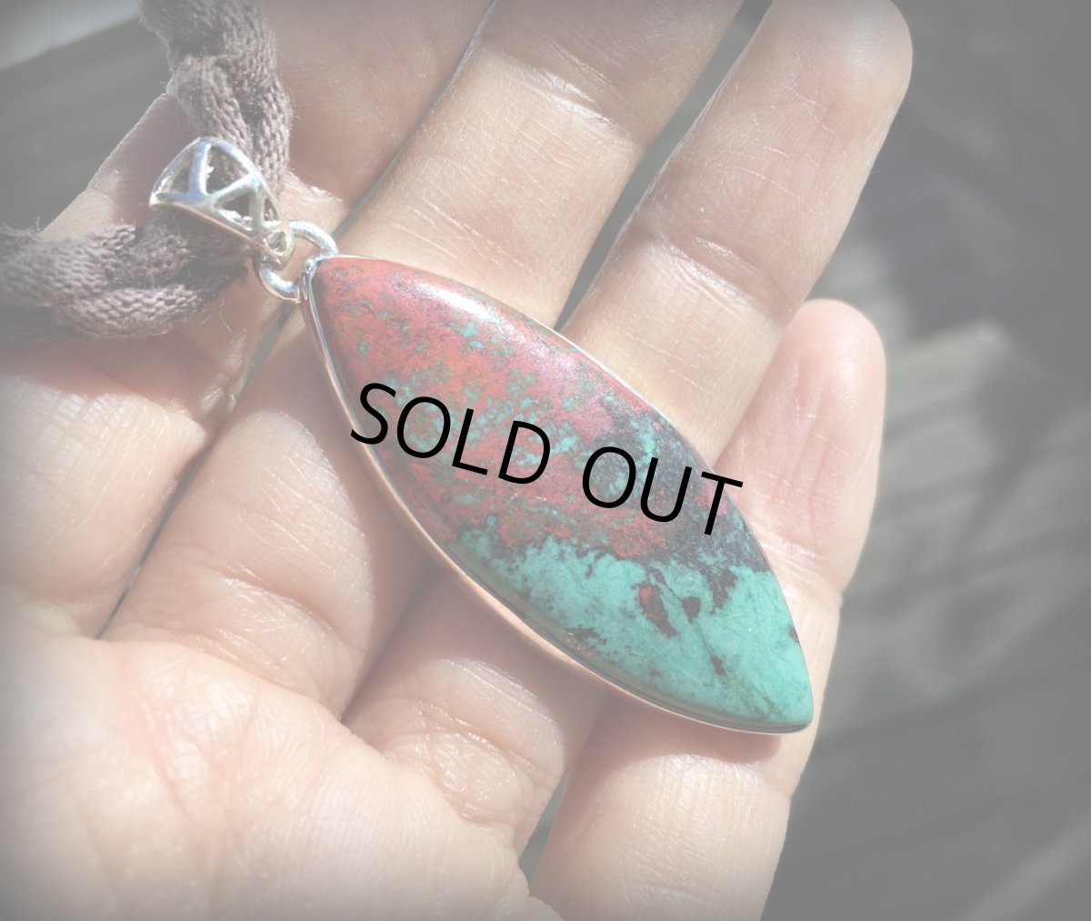 画像2: 1点物★大ぶり高品質メキシコ産ソノラサンライズ・キュープライトクリソコラ　シルバー925ペンダントトップ★スターリングシルバー★クリソコーラ★ネイティブアメリカン (2)