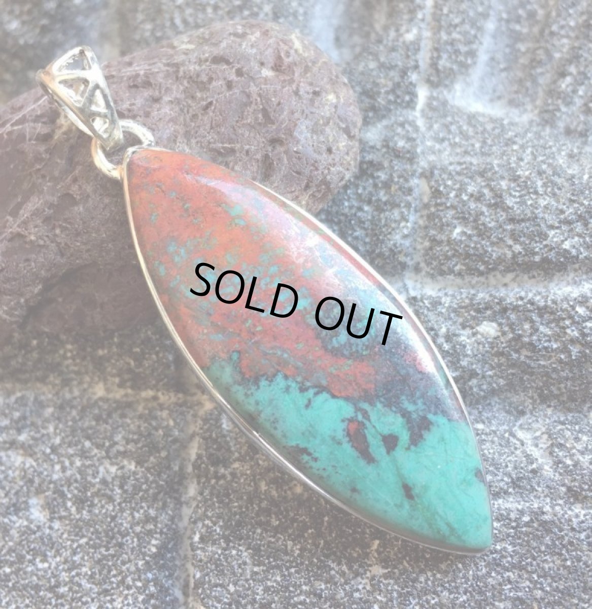 画像8: 1点物★大ぶり高品質メキシコ産ソノラサンライズ・キュープライトクリソコラ　シルバー925ペンダントトップ★スターリングシルバー★クリソコーラ★ネイティブアメリカン (8)