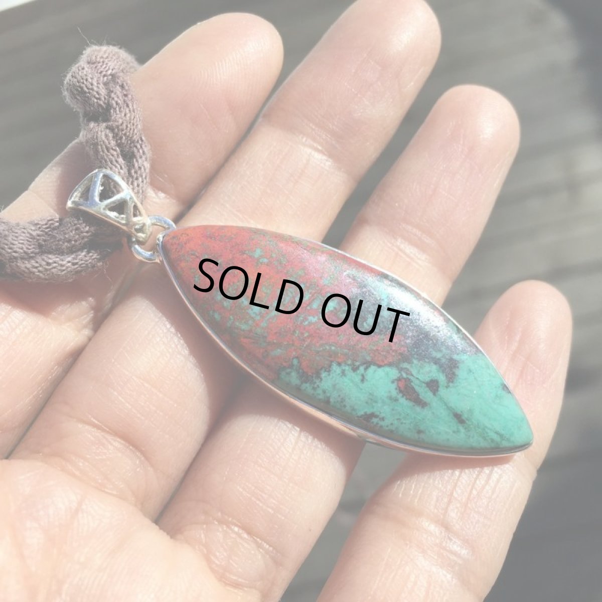 画像5: 1点物★大ぶり高品質メキシコ産ソノラサンライズ・キュープライトクリソコラ　シルバー925ペンダントトップ★スターリングシルバー★クリソコーラ★ネイティブアメリカン (5)