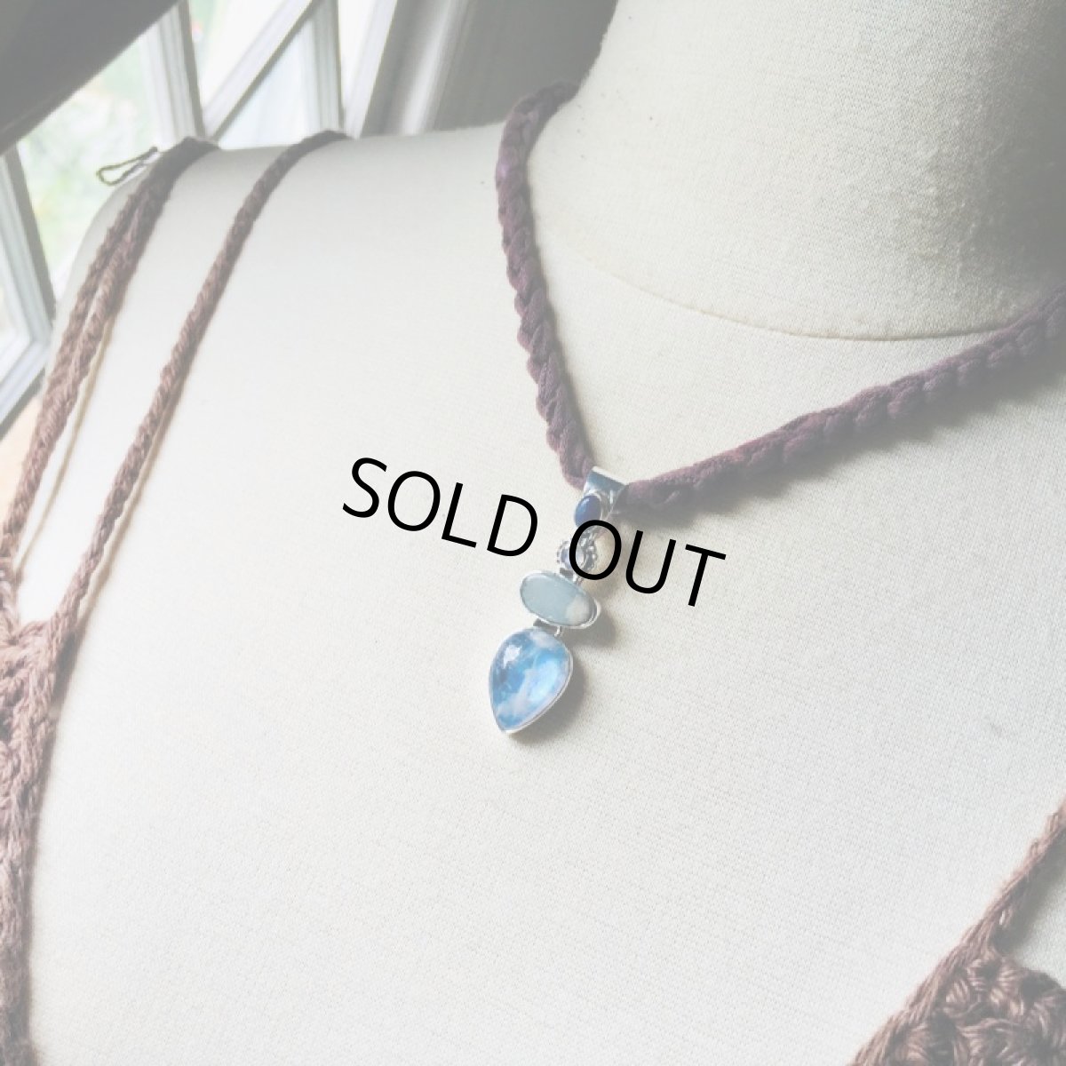 画像2: 1点物★ムーンストーン&アクアマリン＆ラピスラズリ★ペンダントトップ★シルバー925★パワーストーン (2)