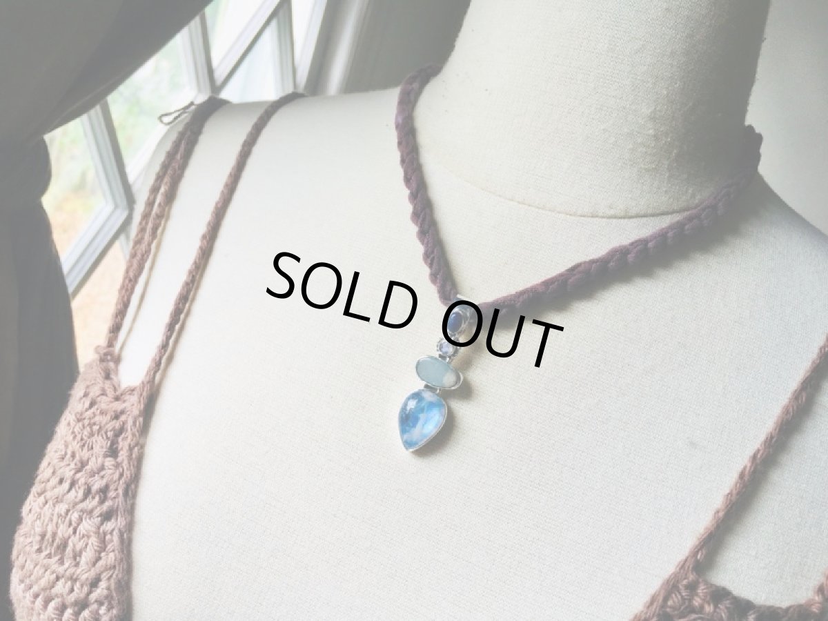 画像13: 1点物★ムーンストーン&アクアマリン＆ラピスラズリ★ペンダントトップ★シルバー925★パワーストーン (13)