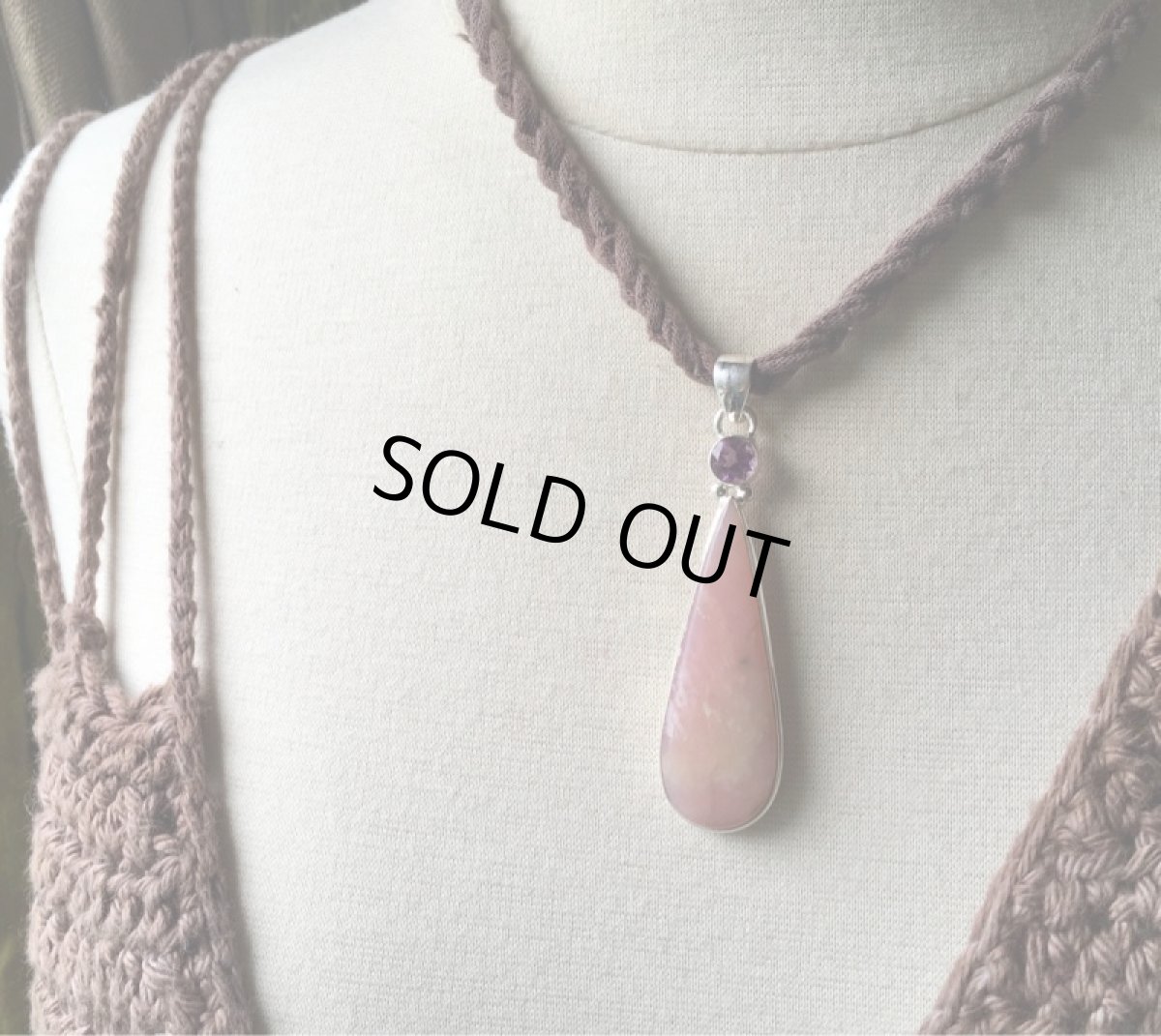 画像2: 1点物★大きなピンクオパール（ペルー産）&きらきらアメジスト★ペンダントトップ★スターリングシルバー★パワーストーン (2)