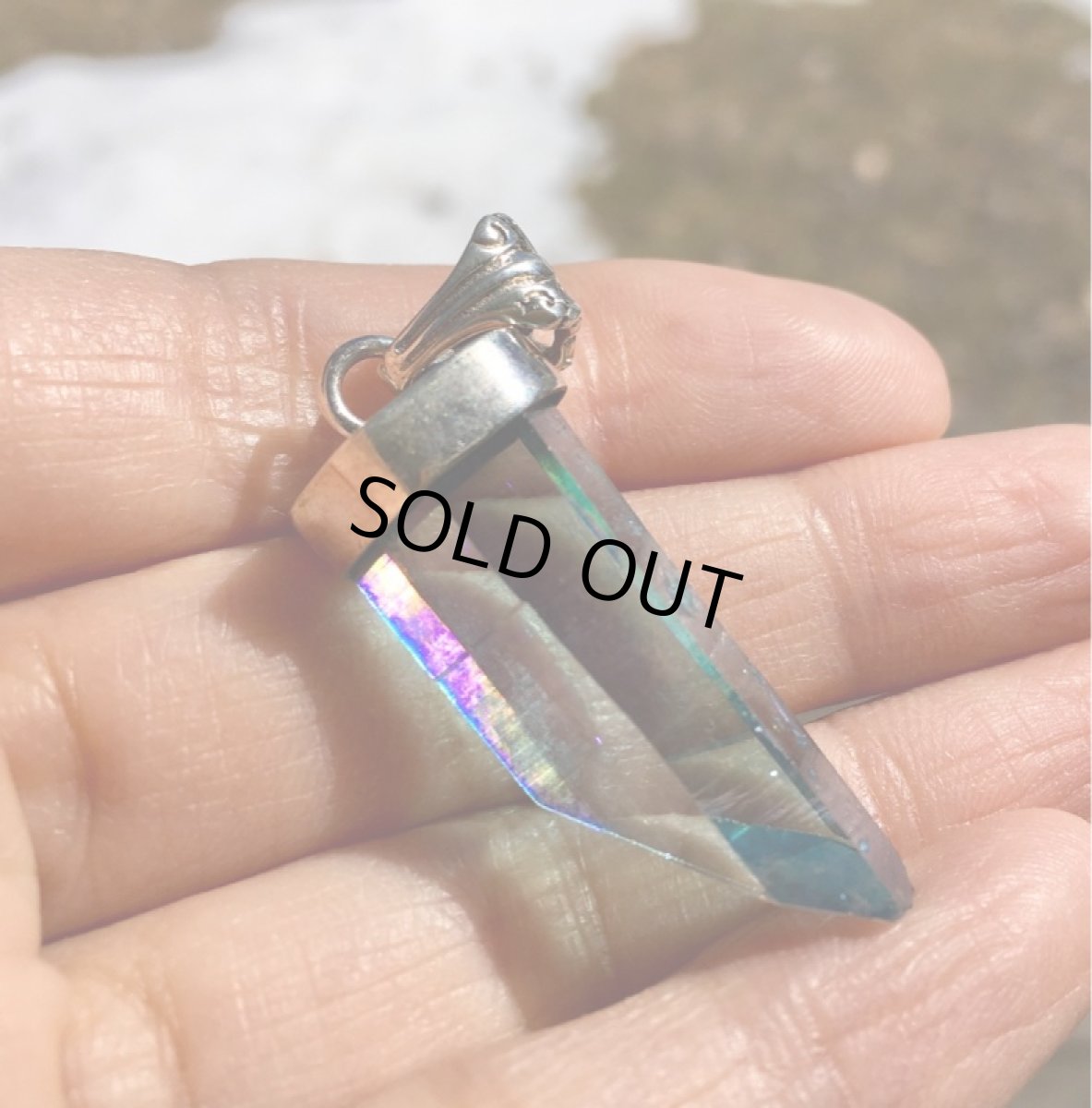 画像8: 1点物★大ぶり高品質アクアオーラ原石ペンダントトップ★クリスタル水晶ポイント★錬金術 ヒーリングジュエリー (8)