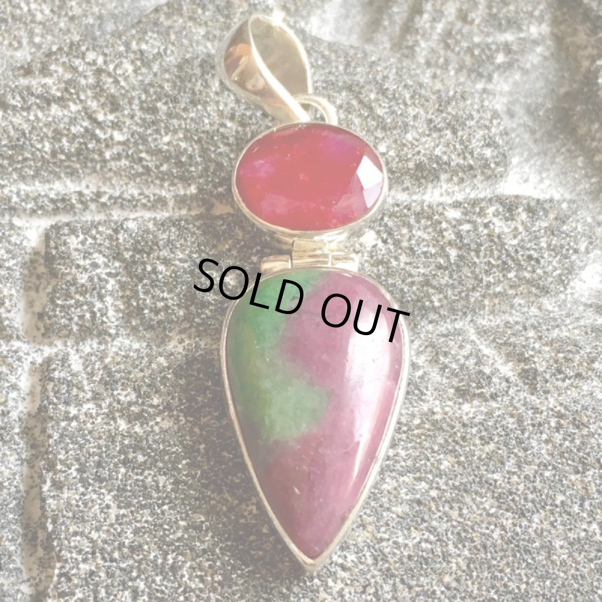 画像16: 1点ものキラキラ天然ルビー(ファセテッド)＆ルビーインゾイサイトペンダント スターリングシルバー★貴石 (16)