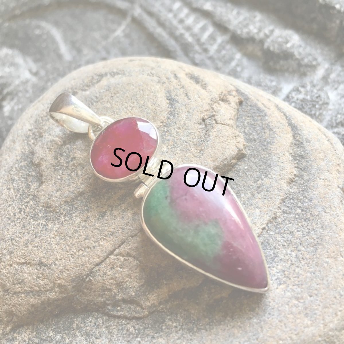 画像15: 1点ものキラキラ天然ルビー(ファセテッド)＆ルビーインゾイサイトペンダント スターリングシルバー★貴石 (15)