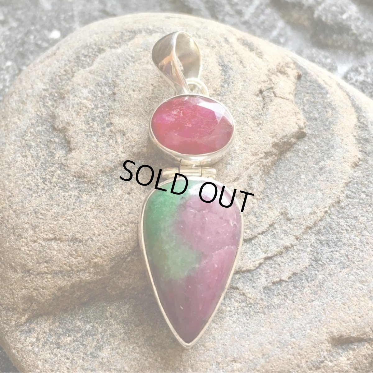 画像14: 1点ものキラキラ天然ルビー(ファセテッド)＆ルビーインゾイサイトペンダント スターリングシルバー★貴石 (14)