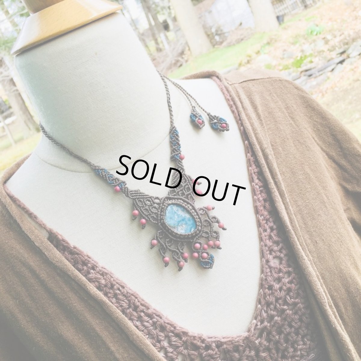 画像6: 1点物★愛と平和のシンボル★ドミニカ産ラリマー原石&ロードナイト　デザインネックレス*世界三大ヒーリングストーン*天然石パワーストーン (6)