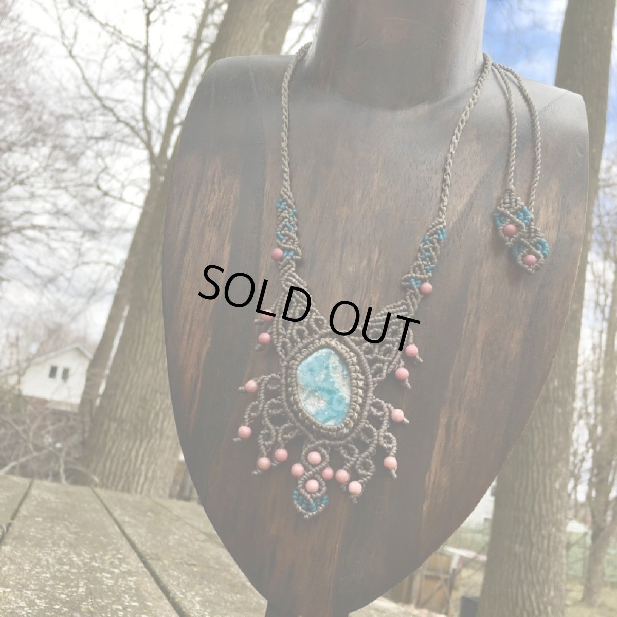 画像2: 1点物★愛と平和のシンボル★ドミニカ産ラリマー原石&ロードナイト　デザインネックレス*世界三大ヒーリングストーン*天然石パワーストーン (2)