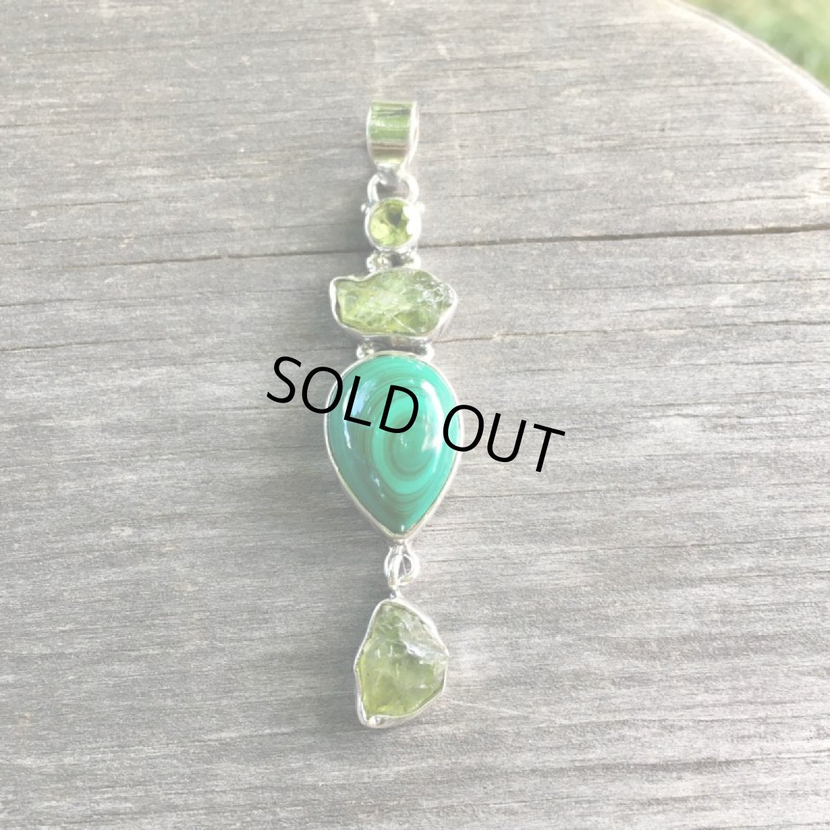 画像15: 1点物★高品質マラカイト（アフリカ産）＆ペリドット原石★ペンダントトップ★シルバー925★孔雀石★パワーストーン (15)