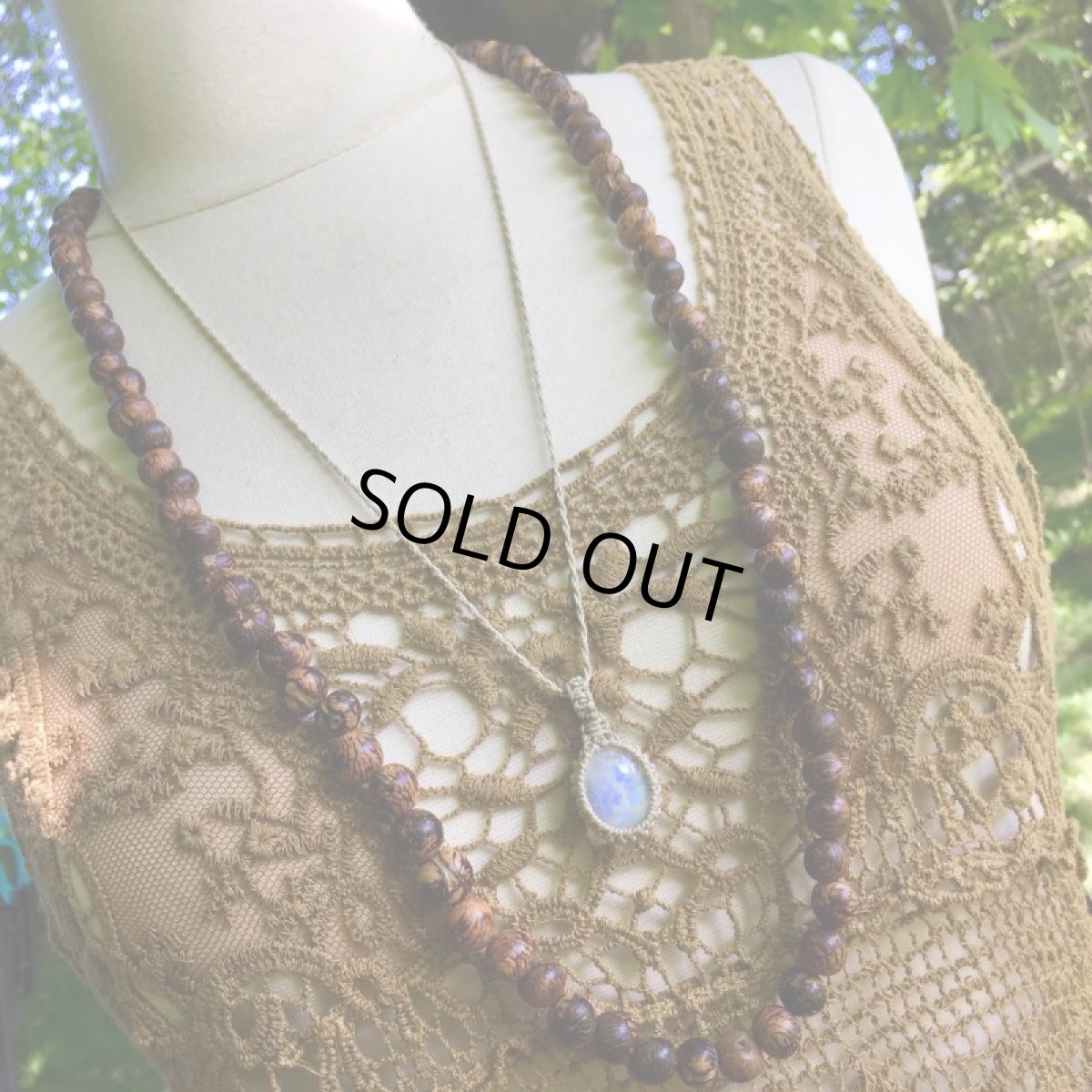 画像12: 1点物ハイクオリティ　ブルームーンストーン　ペンダント★シンプルネックレス★マクラメ石留め石包み★ハンドメイド★天然石パワーストーン (12)