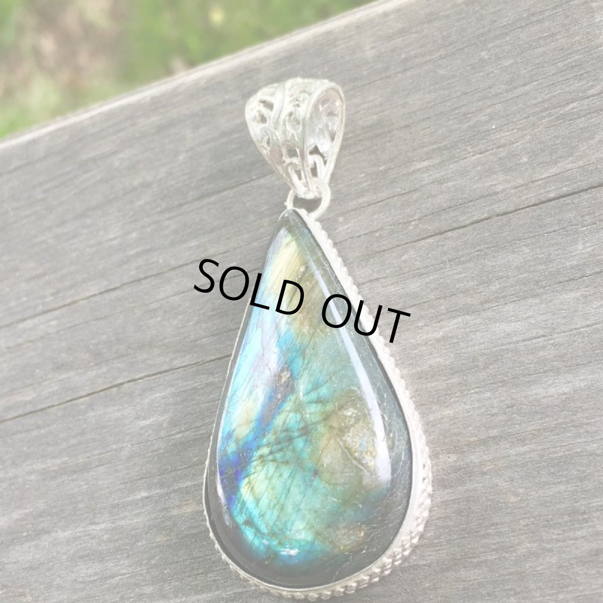 画像7: 1点物ラブラドライト ペンダント★神秘的ブルー・オレンジ・ゴールドの閃光★大ぶりビッグサイズ (7)