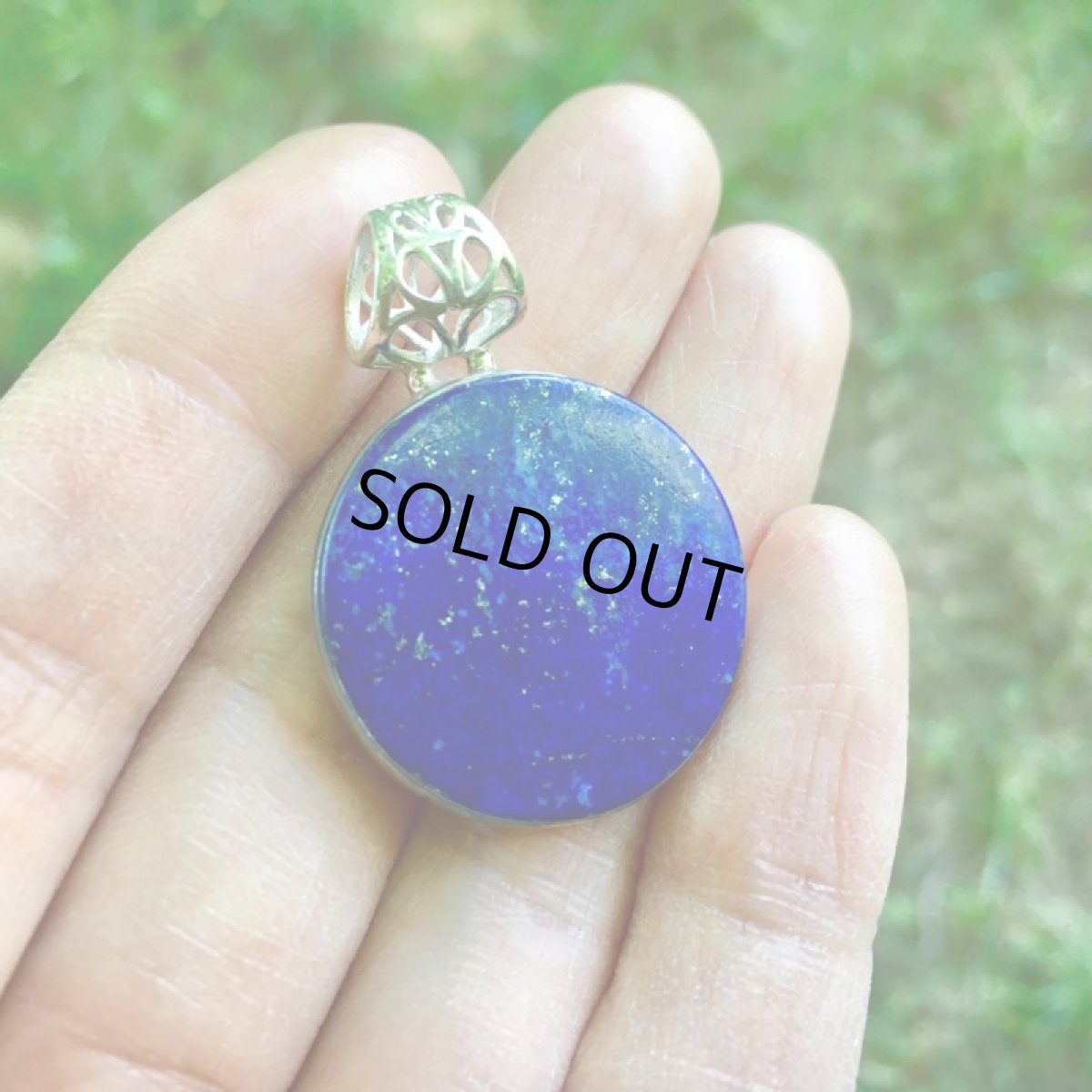 画像5: 1点物★高品質ラピスラズリ（アフガニスタン産）★まんまる満月型ペンダントトップ★スターリング925シルバー (5)