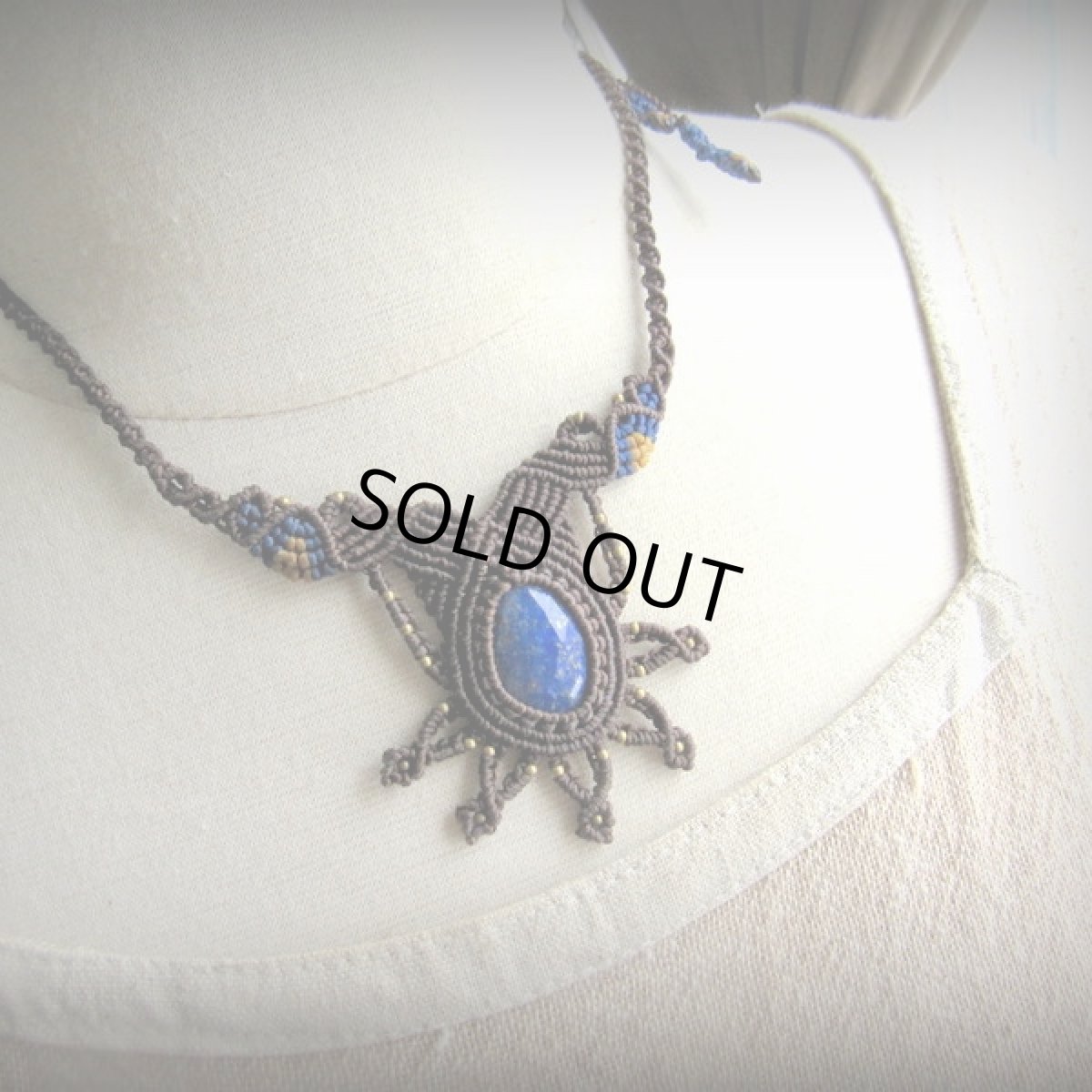 画像6: 1点物 邪気払いの石 高品質ラピスラズリ ネックレス*マクラメ編みアクセサリー*ハンドメイド*エスニック・トライバル*天然石パワーストーン (6)