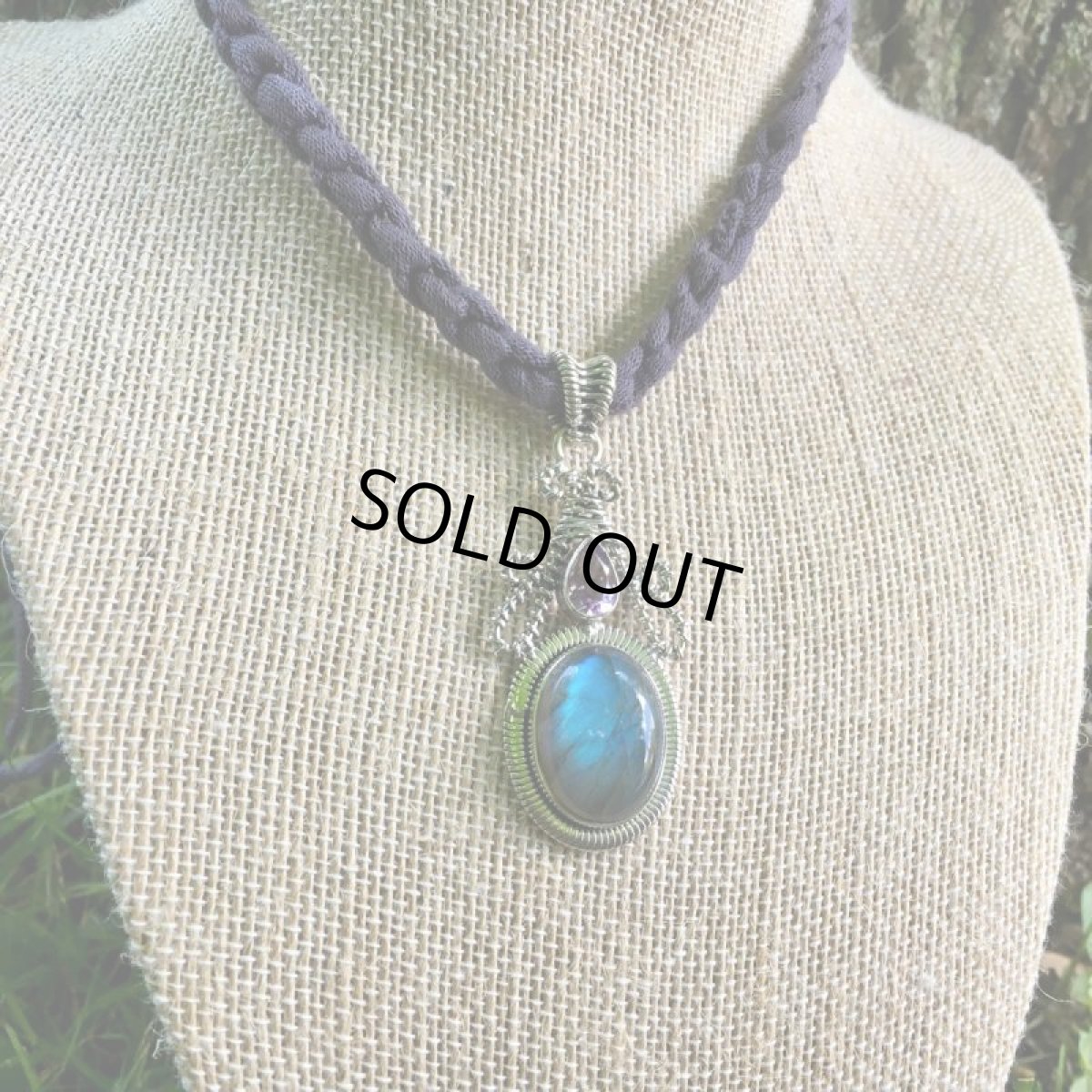 画像10: アウトレット♪ 1点物　高品質ディープブルー ラブラドライト&アメジスト　ペンダントトップ★シルバー925★スターリングシルバー　ワイヤーアート (10)