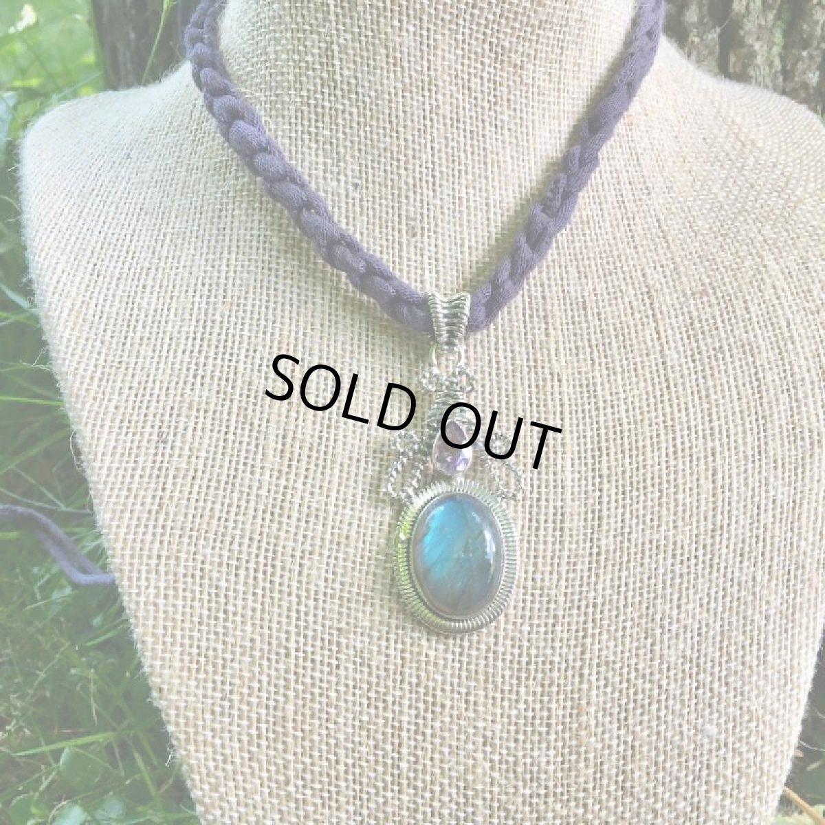 画像9: アウトレット♪ 1点物　高品質ディープブルー ラブラドライト&アメジスト　ペンダントトップ★シルバー925★スターリングシルバー　ワイヤーアート (9)