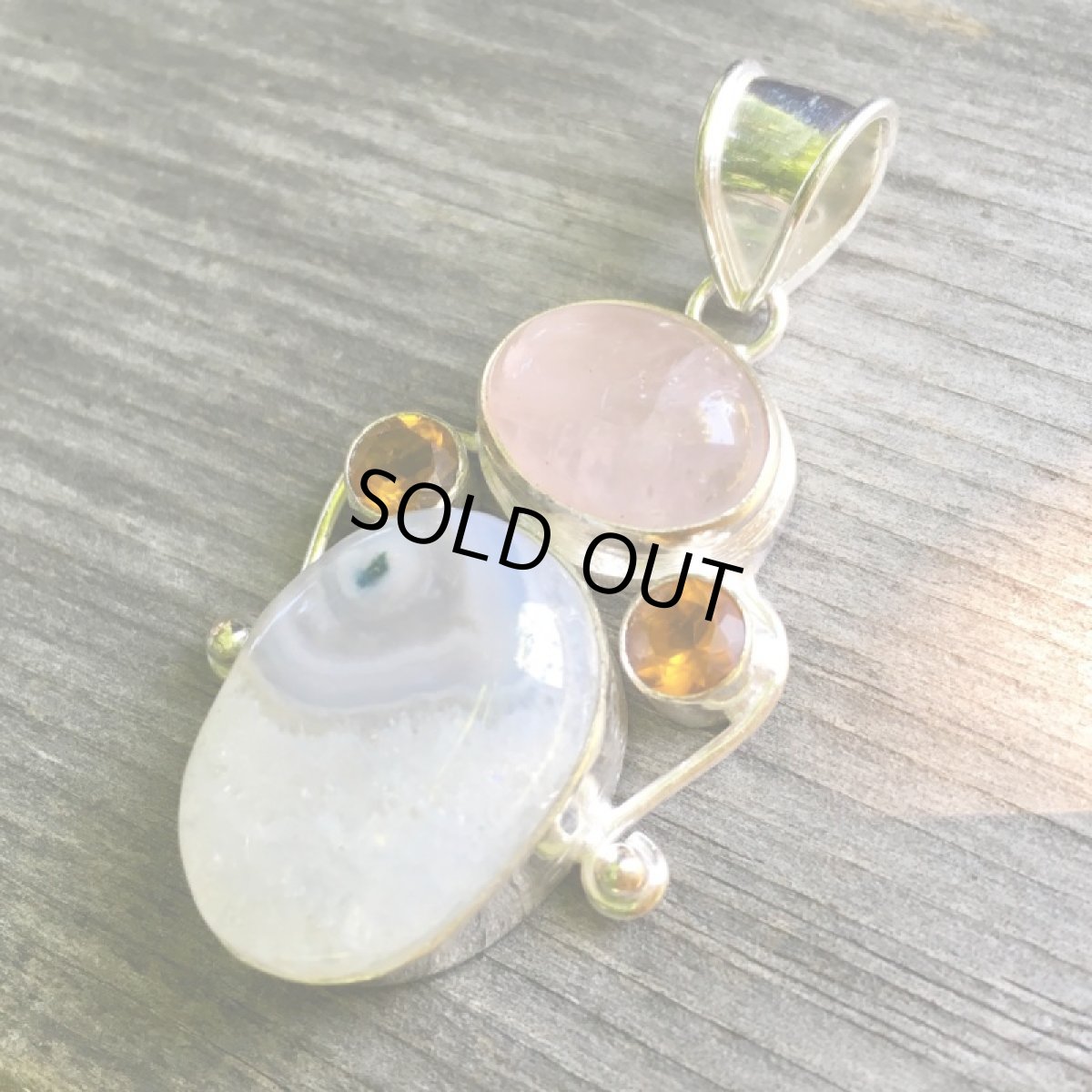 画像4: 1点物＊魔除け石＊上質ソーラークォーツ＆ローズクォーツ＊ペンダントトップ*ネイティブアメリカン守り石 (4)
