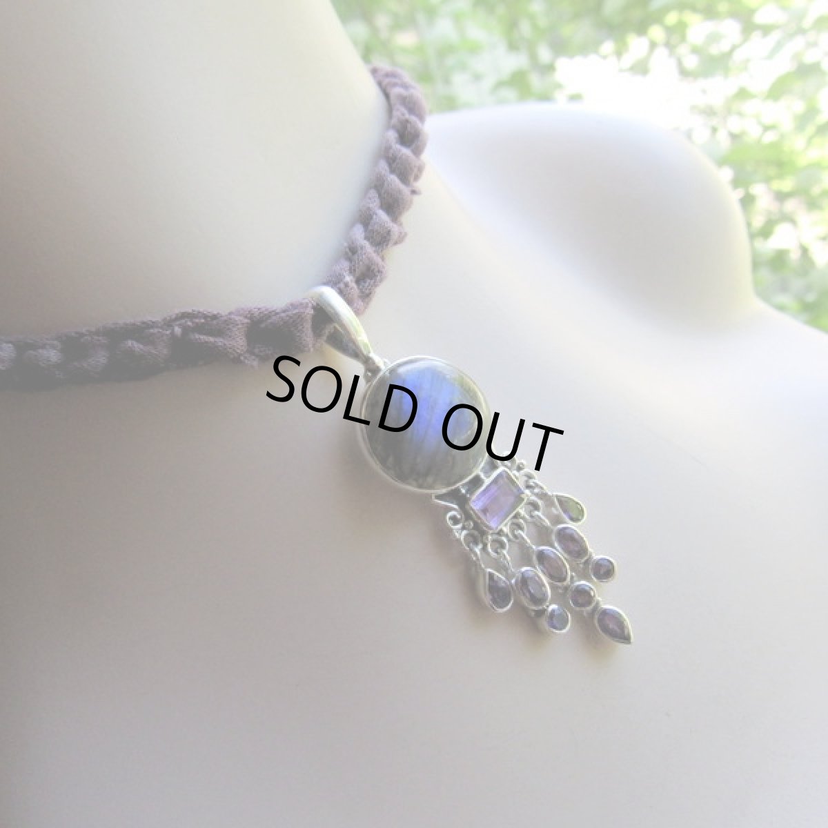 画像4: 1点物★高品質まんまる満月型ラブラドライト＆きらきらアメジスト★ペンダントトップ★スターリングシルバー (4)